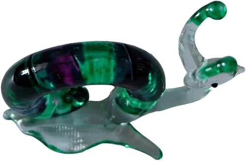 Vista 4 de 1shopforyou 1 figura de cristal soplado a mano de caracol, mini decoración coleccionable para el hogar (verde)