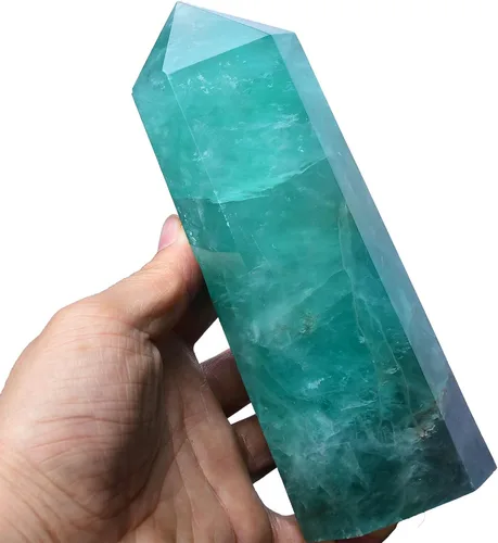 Vista 10 de Torres de cristal de piedra de sangre africana, 6 puntas de cuarzo facetado, obelisco rojo curativo, varita de cristal curativo 0.6-0.8 libras