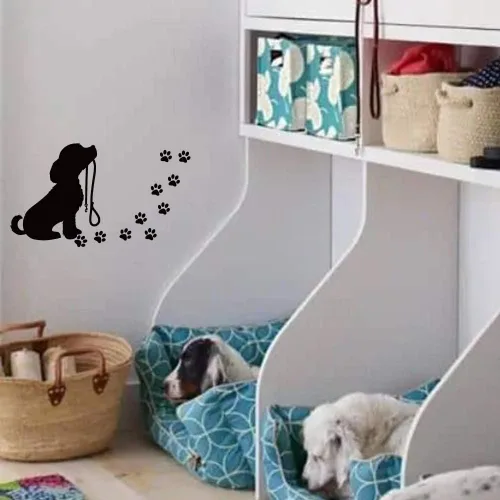 Vista 2 de Calcomanías de vinilo con estampado de patas de perro, calcomanías extraíbles para mascotas, para niños y niñas, decoración de habitación de bebé