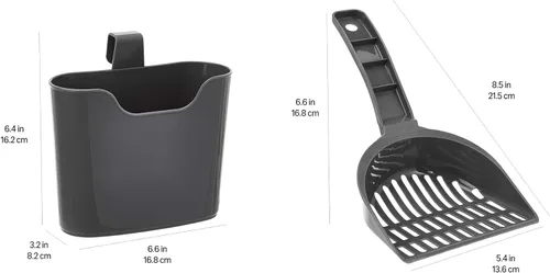 Vista 5 de Amazon Basics Cuchara de arena duradera para caja de arena para gatos, con soporte, cuchara eficiente