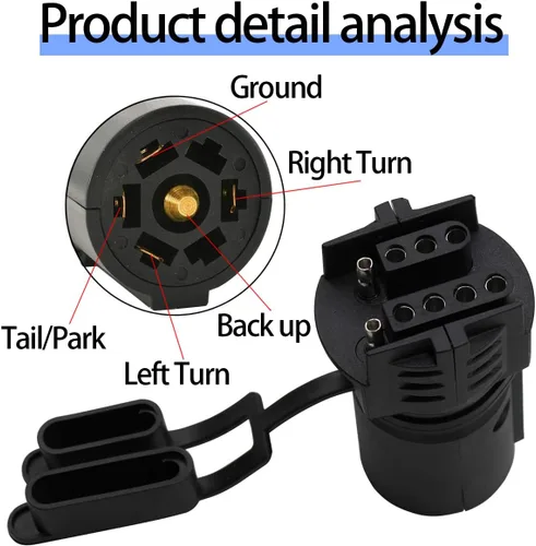 Vista 3 de BELOMI Adaptadores de enchufe de remolque, conector de remolque de hoja plana de 7 pines a 4 y 5, enchufe de hoja plana 2 en 1, accesorios