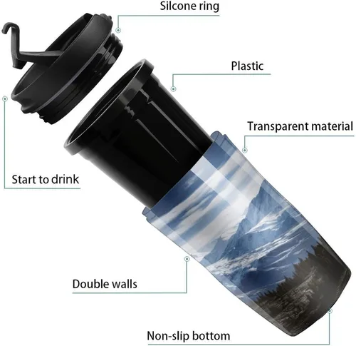Vista 3 de Mountain View Coffee Cup Hot Coffee Travel Mug Reusable Iced Coffee Cups Double Heat Insulation Coffee Mug with Leak-Proof Lid Stylish Travel Cup
