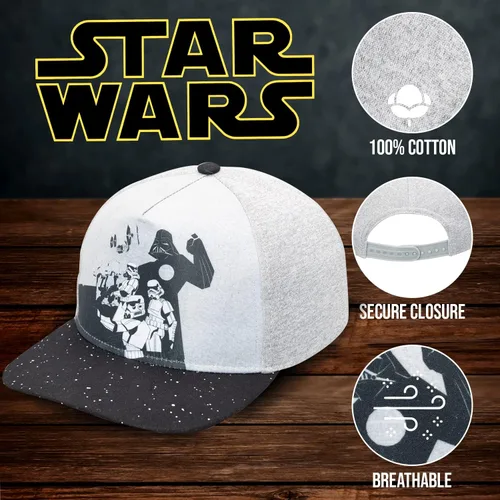 Vista 2 de Gorra de béisbol Star Wars clásica con logo bordado de ala plana, para niños y jóvenes