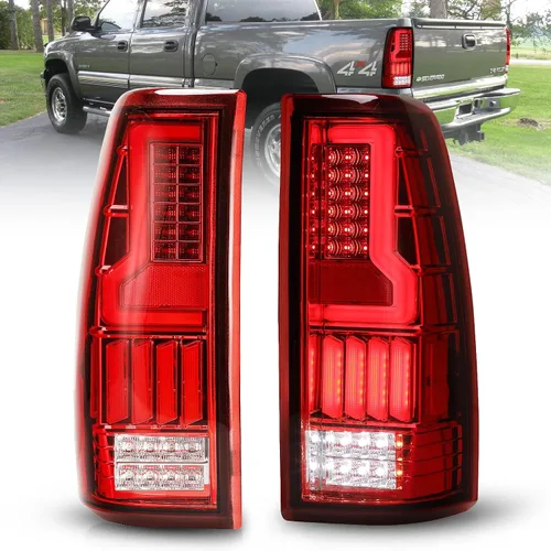 Vista 9 de Luces traseras LED para Chevrolet Silverado 1500 2500 3500 1999 Carcasa negra Golssy/Lente transparente