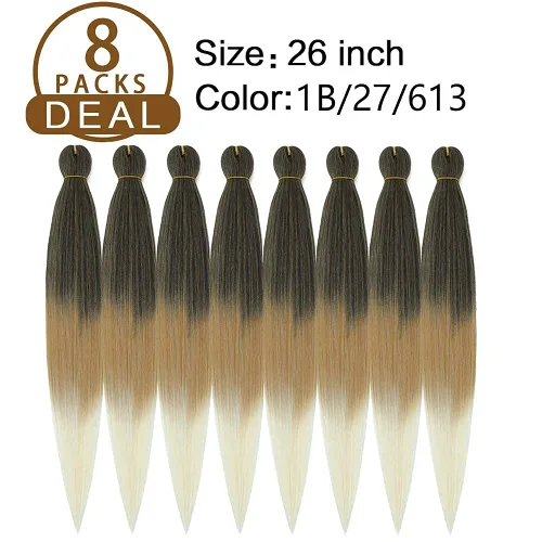 Vista 2 de Extensiones de pelo para trenzar, para fácil trenzado profesional, no causa comezón , fibra sintética tejida, trenzas de textura Yaki, extensiones