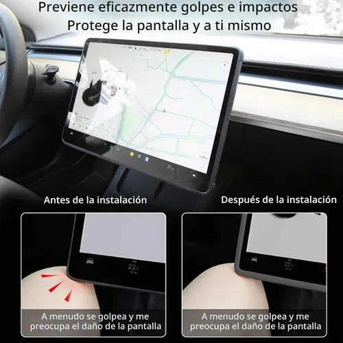Vista 5 de TOPABYTE - Consola central para accesorios Tesla Modelo Y Modelo 3, 3 unidades, color negro Cup Holder Insert, Screen Edge Protector Frame