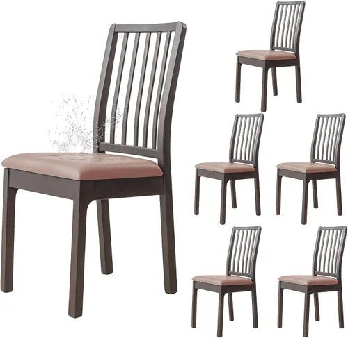 Vista 7 de Dimatic Juego de 2 fundas de asiento para silla, de piel sintética, impermeables, fundas elásticas para sillas de comedor, fundas protectoras