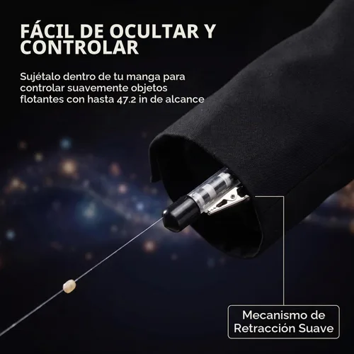 Vista 3 de Kit de accesorios mágicos de levitación flotante y callejera de 47.2 in con carrete retractor, 2 trucos de hilo invisible para magos
