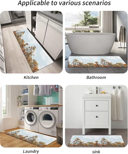 Vista 5 de Tapete de baño para bañera y hojas de flores de otoño, antideslizante, de secado rápido y absorbente, tierra de diatomeas, fregadero, dormitorio