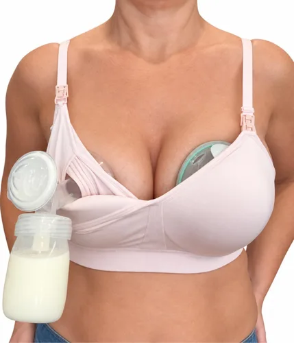 Vista 8 de Simple Wishes Pumping Bra Hands Free, Molded Cup Nursing Bra Paquete combinado: brasier índigo + camiseta sin mangas índigo