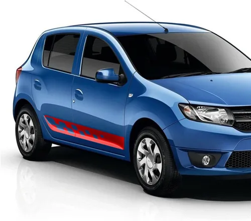 Vista 5 de Calcomanías de falda lateral de automóvil, para Renault Dacia Sandero 2 Stepway RS, accesorios de automóvil, a rayas laterales, calcomanía
