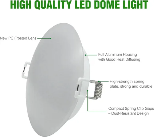 Vista 3 de Lámpara de techo empotrable LED de 12 voltios, luz de disco de 3 pulgadas, regulable 4 W 3500 K blanco cálido, luz interior de montaje empotrado Luz