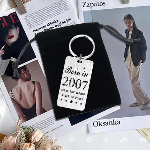 Vista 6 de Gezxin Regalos de feliz cumpleaños para mujeres y hombres, llavero de acero personalizado para cumpleaños, haz del mundo un lugar mejor