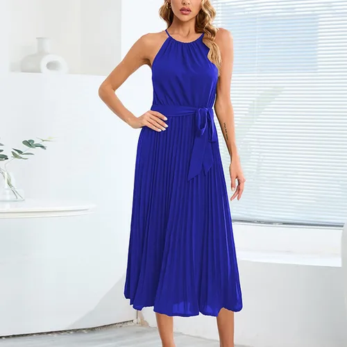 Vista 9 de Fragarn Going Out Outfits for Women, Fashion Womens Loose Sexy Color Spaghetti Strap Sleeveless Pleated Dress