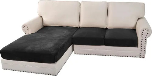Vista 51 de H.VERSAILTEX Funda de cojín elástica de terciopelo para sofá, funda de cojín de felpa para cojines de silla, protector de muebles, cojín de asiento