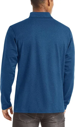 Vista 6 de TACVASEN Sudaderas de golf de manga larga con cremallera de 14 para hombre, con forro polar de invierno, camisa térmica