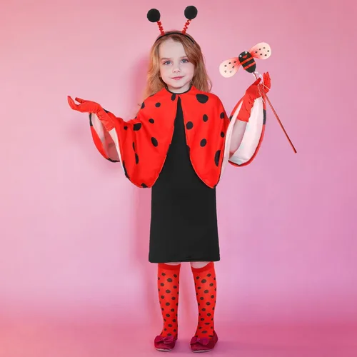 Vista 4 de Disfraz de mariquita de Halloween para niños pequeños con alas, disfraz de chinche para niños y niñas, juguete de Navidad para fiesta de simulación