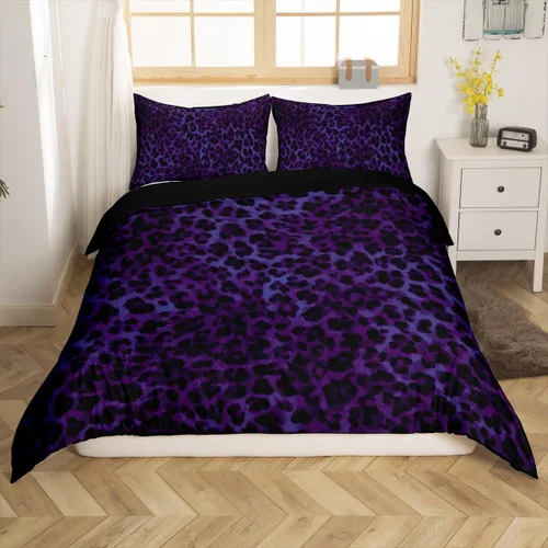 Vista 14 de Feelyou Juego de ropa de cama con estampado de leopardo para niños, tamaño individual, funda de edredón de guepardo safari, funda de edredón de piel