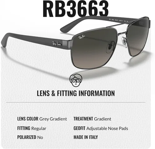 Vista 4 de Ray-Ban RB3663 Square-Round Shaped Sunglasses for Men & Women with Official RAYBAN Eyewear Kit