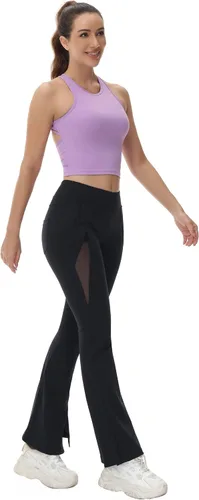 Vista 5 de romansong Longline - Sujetadores deportivos para mujer, cuello alto, tirantes delgados, espalda cruzada, brasier de yoga, entrenamiento, acolchado