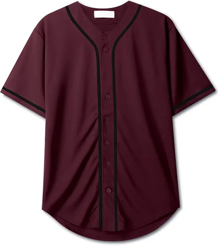 Vista 3 de Hat and Beyond Camiseta de béisbol con botones para hombre, uniformes deportivos de equipo activo
