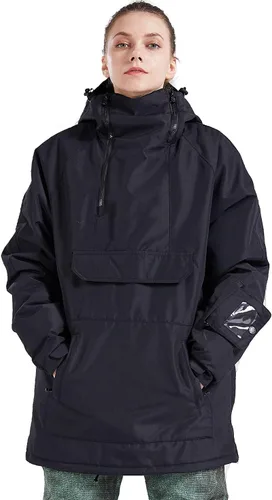 Vista 11 de Chaqueta anorak de esquí para mujer, impermeable, resistente al viento, cálido, para snowboard, abrigo de invierno con capucha