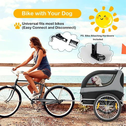 Vista 2 de Remolque de bicicleta para perros – HAPPAWS - Remolque para perros para bicicleta, remolques de ciclo de carga, carrito de transporte para mascotas