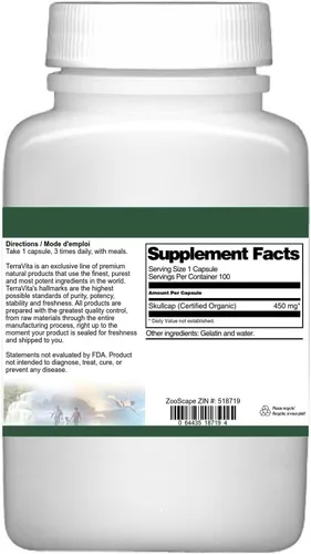 Vista 3 de Scullcap (Certificado Orgánico) - 450 mg (100 cápsulas, ZIN: 518719)