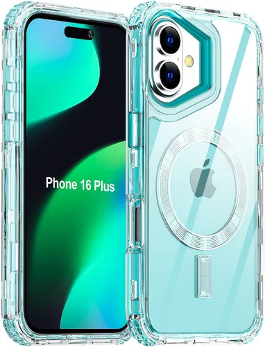 Vista 19 de AICase para iPhone 16 Plus, Funda Transparente Compatible con MagSafe, Protección contra Caídas de 3 en 1, Resistente a Prueba