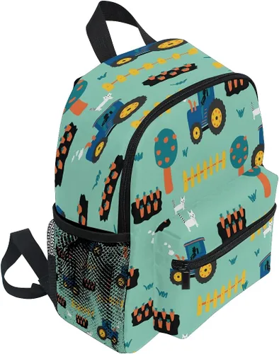 Vista 2 de Tractors - Mochila sin costuras para niños pequeños, mochila escolar para niños y niñas, bolsa preescolar para jardín de infantes, Tractores