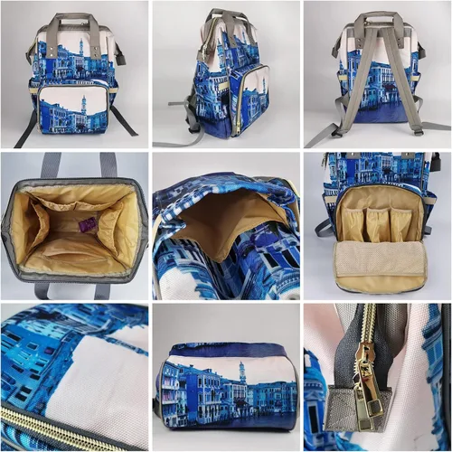Vista 5 de MyPupSocks Bolsa de pañales personalizada, bolsa de hombro verde plam, bolsa casual, Multi02, Mochilas Daypack