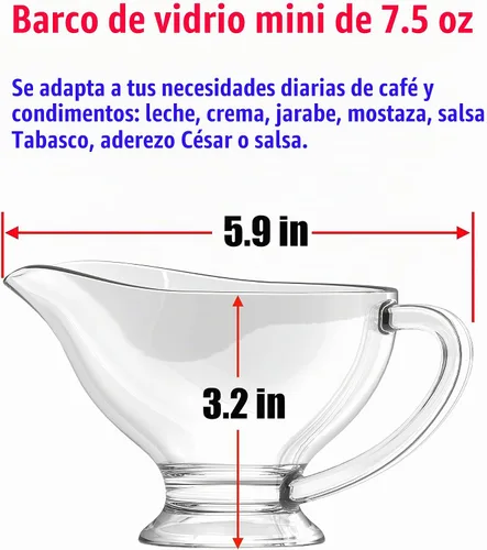 Vista 8 de RONDURE Juego de 2 salsas de vidrio – 7 onzas con asa para crema, jarra para comedor, salsas, aderezo de ensalada, decoración del hogar