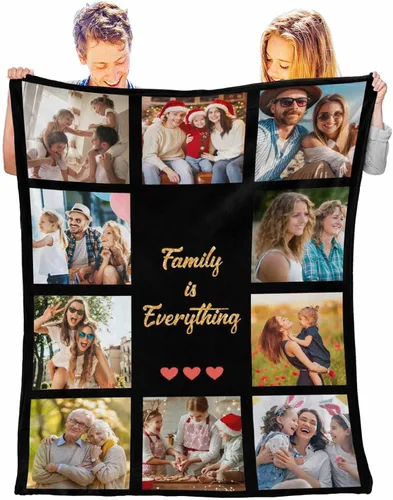 Vista 32 de InterestPrint Manta personalizada con texto y fotos, collage, regalo personalizado para cumpleaños, aniversario, boda, regalo personalizado