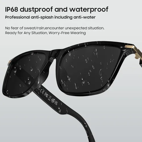 Vista 6 de Lentes de traductor AI, lentes de sol Bluetooth con más de 110 idiomas, lentes inteligentes inalámbricos alimentados por IA, interpretación