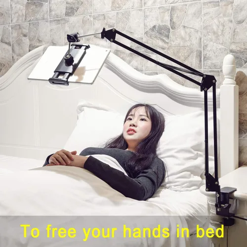 Vista 3 de SAMHOUSING Soporte para tableta para cama, soporte de montaje para cama giratorio de 360 grados con brazo de aluminio para iPad, iPhoneXS, N-Switch
