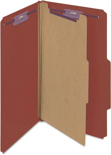 Vista 8 de Smead Carpeta de archivos de clasificación de cartón prensado con sujetadores SafeSHIELD, 1 divisor, expansión de 2 pulgadas, tamaño legal, rojo, 10