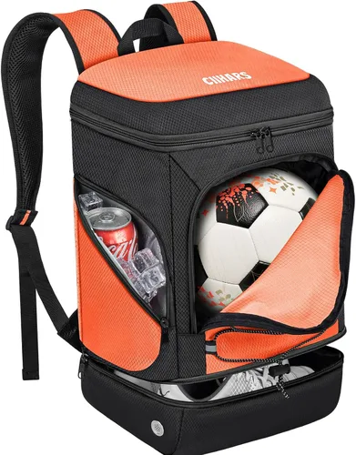 Vista 14 de Mochila de fútbol, bolsa de fútbol con soporte para pelotas, incluye zapatos de tacos separados y compartimento para bolas, bolsas