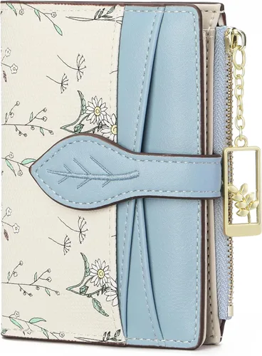 Vista 9 de GAEKEAO Billeteras pequeñas para mujer, con bloqueo RFID, plegable, de piel vegana, con bolsillo con cremallera, ventana de identificación
