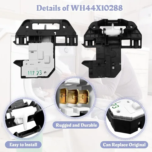 Vista 4 de WH44X10288 Reemplazo de cerradura de tapa para GE GUD24GSSM0WW GUD24GSSM1WW GUD27EESN0WW GUD27ESPM0DG GUD27ESPM1DG GUD27ESSJ0WW GUD27ESSJ1WW