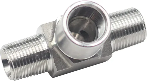 Vista 3 de HFS (R) 304 acero inoxidable forjado tubería de montaje Street Tee 1/2 "NPT macho x 1/2" NPT hembra x 1/2" NPT macho