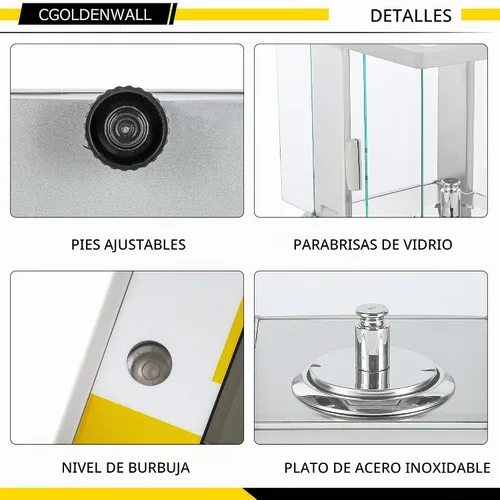 Vista 5 de CGOLDENWALL Balanza analítica de precisión 0.1 mg Balanza digital de laboratorio Balanza electrónica para laboratorios (7.76 oz, 0.1 mg)