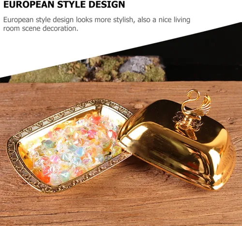 Vista 3 de Cabilock Recipiente de aperitivos domésticos Plato multiusos para postre Frutas Té de la tarde Elegante tapa de diseño europeo