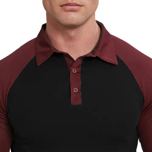 Vista 3 de BlackTeak Men's Patriotic Long Sleeve Polo Shirt Patriotic Casual American Flag Graphic Golf Polo Shirts