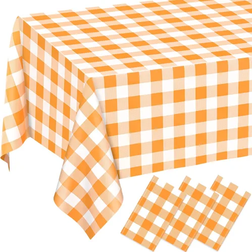 Vista 40 de 2 Pcs Light Blue Gingham Tablecloth Blue Disposable Plastic Checkered Table Cloths for Parties Disposable, Waterproof Rectangular Blue Table Cover