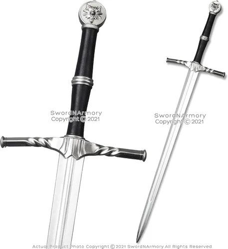 Vista 2 de Espada larga medieval de plata de alta densidad de espuma de alta densidad para cosplay, regalo LARP, plateado, 41 pulg.