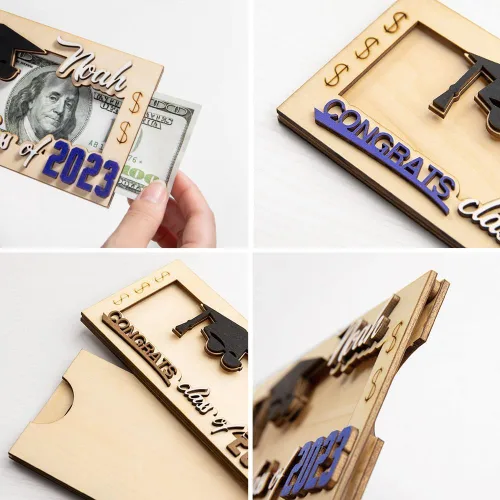 Vista 2 de Titular de regalo de dinero de graduación con nombre personalizado, caja de tarjetas de graduación, soporte para dinero de la clase de 2024, regalo