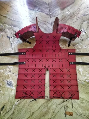 Vista 3 de Armadura samurai de cuero medieval SCA larp réplica disfraz