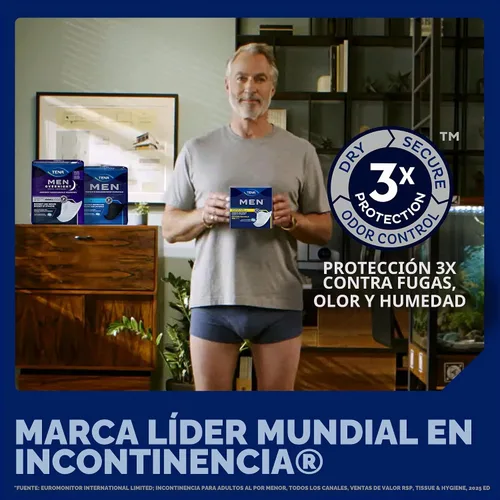 Vista 4 de Tena Protectores de incontinencia para hombres, absorción moderada, 48 unidades Engineered to fit the male anatomy, these discreet, cup-shaped