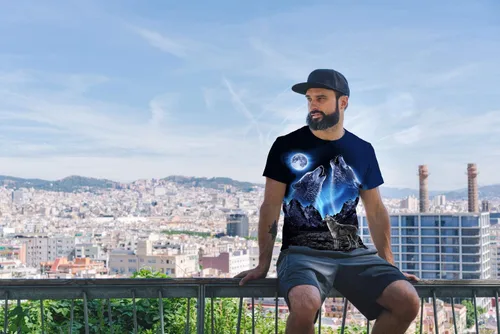 Vista 3 de QCIV Camisetas de manga corta unisex con estampado 3D de lobos y animales