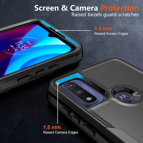Vista 5 de Funda para Moto G Play 2023, a prueba de golpes, a prueba de caídas, protector de pantalla de vidrio templado, funda de protección resistente